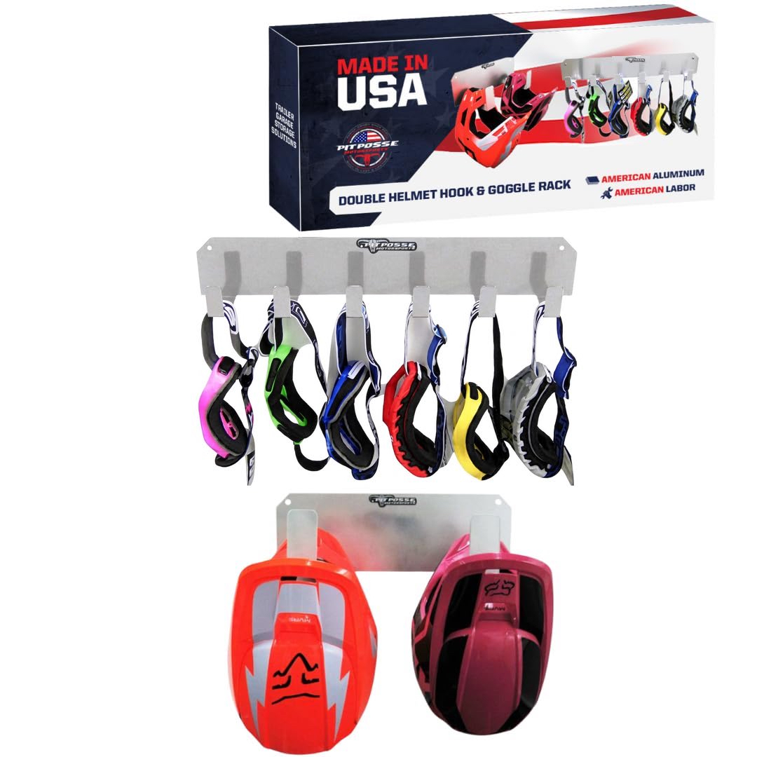 Pit Posse Double Helmet Hook and Goggle Rack Kit