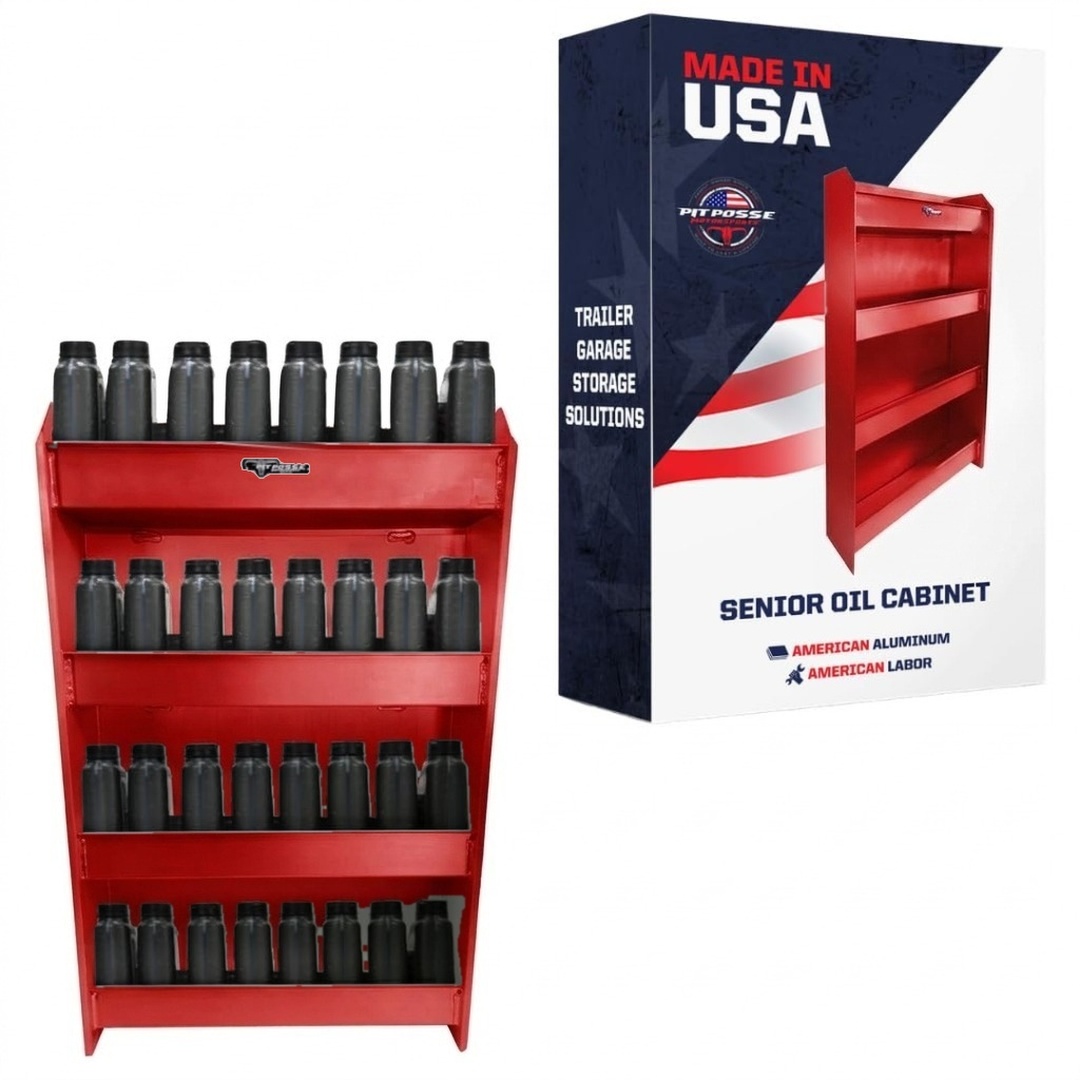 Pit Posse Senior Oil Cabinet Shelf Red