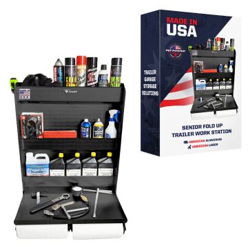 Pit Posse Aluminum Senior Fold Up Trailer Work Station Black- Scratch and Dent