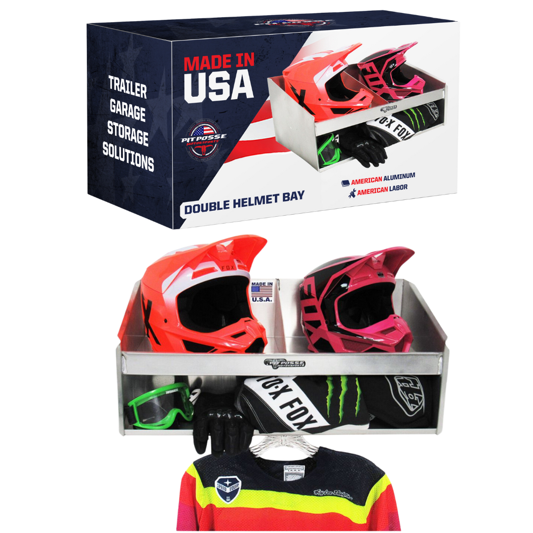 Pit Posse Helmet Bay Double Mount Silver - Scratch and Dent