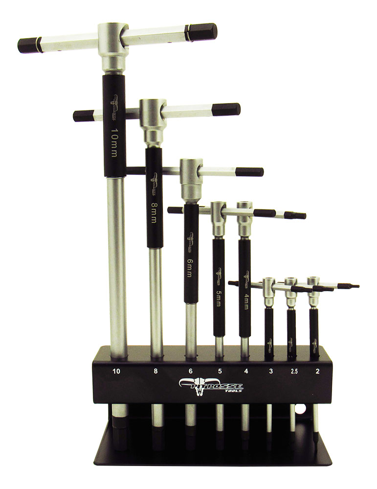 Pit Posse PP3315 8-Piece 3-Way T-Handle Spin Hex Wrench Set - Metric 2mm To 10mm