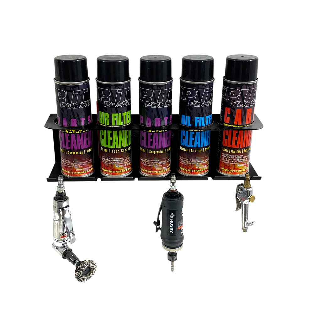 Pit Posse Air Tool/Aerosol Rack Combo Black