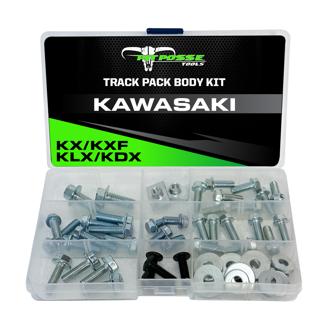 Pit Posse Kawasaki Track Pack Body and Plastics Bolt Kit-60 Pieces
