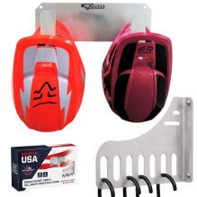 Pit Posse Wall Mount Double Helmet Hook and Garment Hanger Rack Combo Kit